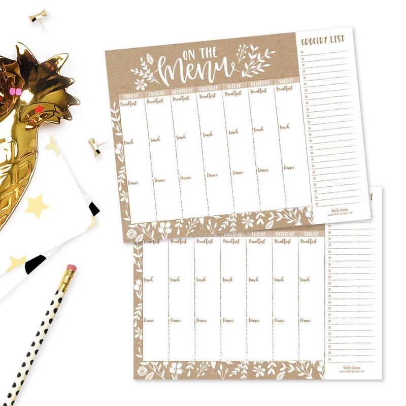 Hadley Designs Rustic Weekly Meal Planning Calendar Grocery Shopping List Magnet Pad for Fridge, Magnetic Family Pantry Food Menu Board Organizer, Week Diet Prep Planner Tools Refrigerator What to Eat Dinner Notepad - Image 3